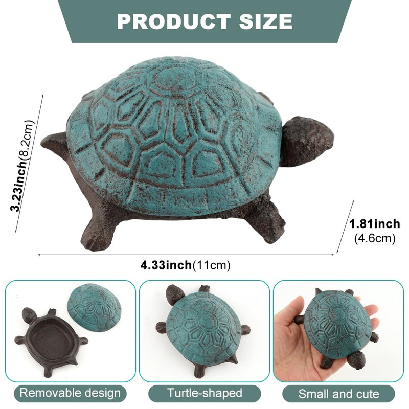 Cast Iron Turtle Key Hider, Outdoor Spare Hidden Key Holder