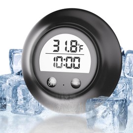Silicone Cover Ice Bath Thermometer with Timer, Waterproof Floating Water Thermometer for Cold Plunge, Works with Ice Bath Tub Hot Tub Accurate Recovery(Black)