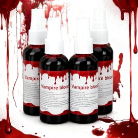 4PCS Maquillaje de Halloween Sangre Falsa, Pintura Corporal Sangre Falsa 100ml *4, Tintes Pigmentados Naturales, Fáciles de Limpiar, Fiesta de Halloween Maquillaje de SFX Cosplay