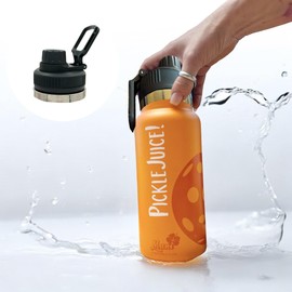 MAUI PICKLEBALL CO.™ Pickleball Water Bottle 32oz Pickleball Gifts Insulated Stainless Steel Water Bottle Funny Water Bottle PickleBall Accessories Sip/Straw Lid Pickleball Bottle (Sunset Orange Swig)
