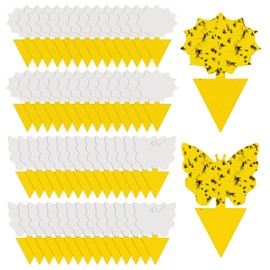 Cleanuper 58 Pcs Flying Insect Traps for Plants,Indoors, Outdoors, Kitchen, Office, Yellow Sticky Traps for Fungus Gnat, Fly and Flying Insects, Non-Toxic & Odorless, Kid & Pet Safe, Economic Pack