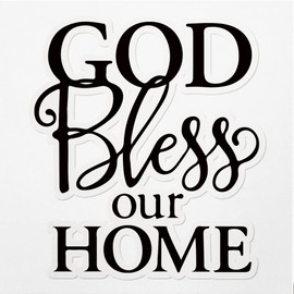 Decal Stickers of God Bless Our Home Premium Indoor (No Waterproof) Vinyl Decal Stickers for Laptop Phone Accessory Helmet Car Window Mug Tuber Cup Door Wall Decoration ANDVER374103aBL