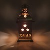 2 Decorative Lanterns Gold Metal with Stars Xmas Christmas Advent