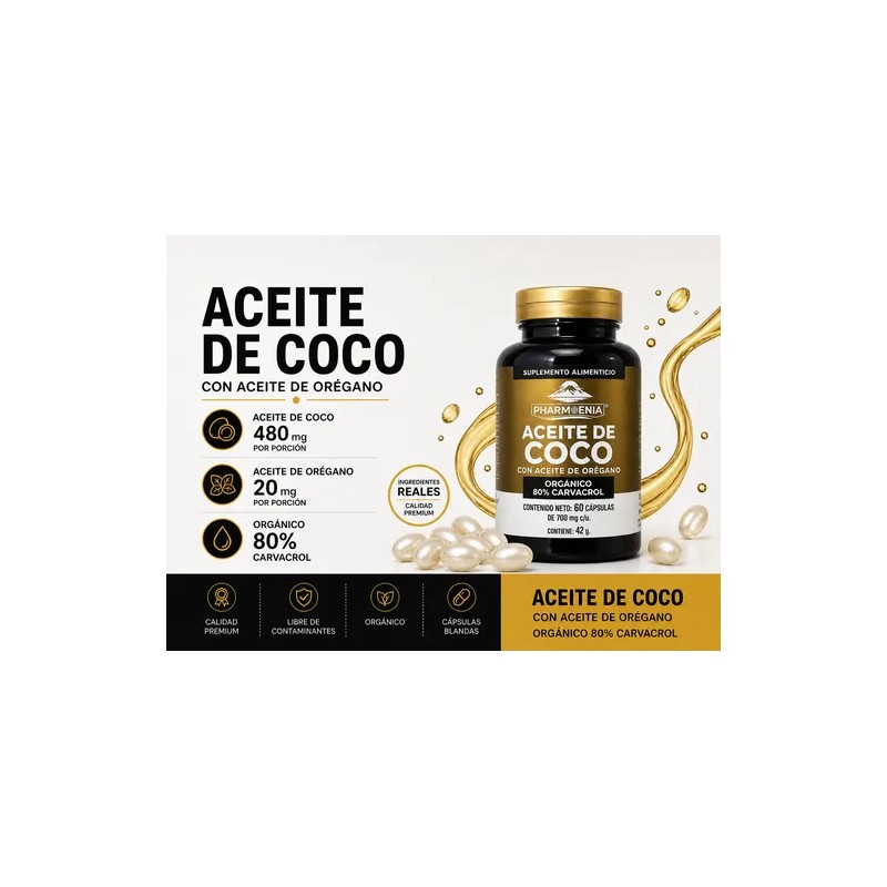 Capsulas De Aceite De Coco Con Aceite De Oregano 60
