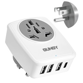 Travel Adaptor USA Adapter America Germany Plug Travel Plug Socket Adapter Worldwide to USA with 3 USB 1 Type C for Canada Mexico USA Adapter Socket Type B