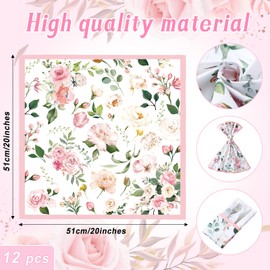 Qeeenar 12 Servilletas de Tela Florales 20 x 20 Pulgadas Servilletas de Cena Lavables Servilletas para Fiesta de Té para Cocina Fiesta de Boda Restaurante Botánico Fresco Verano