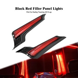 HDBUBALUS Black LED Filler Panel Lights Red Lens Fit For Harley Street Glide 2014 - 2023
