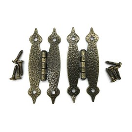 Hammered Antique Brass Hinge - 3 1/2" High X 1 1/2" Wide - (2 Pc/Pack) Antique Cabinet Vintage Furniture Reproduction Hardware | H13-H526ABPR (1)