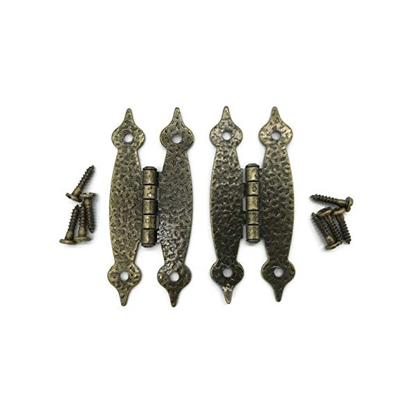 Hammered Antique Brass Hinge - 3 1/2" High X 1