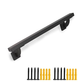 Purife 2 FT Heavy Duty Black Metal Staircase Handrail Indoor Stair Railing - 24 Inch Wall Mount Iron Pipe Hand Rails for Indoor & Outdoor, Banister Steps Rail Safety Wall Grab Bar for Seniors