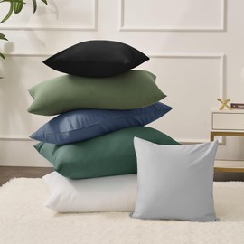 Jellymoni Cushion Cover 40 x 80 cm Cotton Set of 2 Green Oeko-Tex 100% Washed Cotton Pillowcase with Hidden Zip Soft 2 Piece Cushion Covers for Cushions 40 x 80 cm