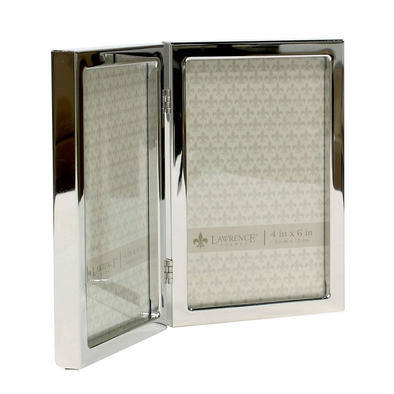 Lawrence Frames 4x6 Hinged Double Silver Standard Metal Picture Frame