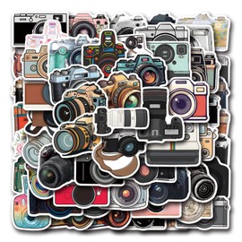 Camera Stickers 55PCS Photographer Photography Cameraman Waterproof Vinyl Decals for Water Bottles Cup Laptop Mobile Phone Skateboard Scrapbooking (Colour-A)