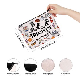 Triathlon Gift Triathlete Survival Kit Gift for Female Male Triathlete Themed Zipper Bag Gift (Triathlete CA)
