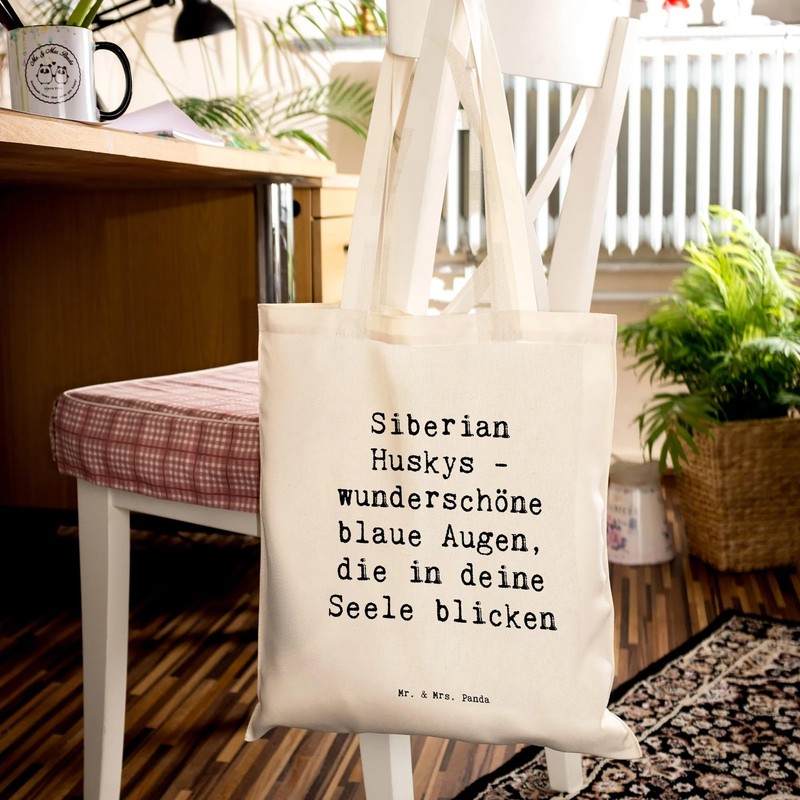 Mr. & Mrs. Panda Tragetasche Spruch Siberian Husky Augenzauber -