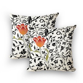 WCYYWGO Spring Throw Pillows Black Flame Flower Pillow Cover Sofa Cushion Cover 18x18 Set of 2 Linen Farmhouse Decor Home Decor Pillowcase Indoor Outdoor Sofa Chair Back Pillow Cover