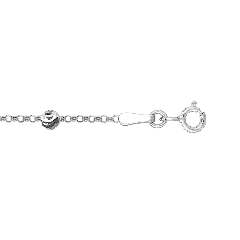Ritastephens 925 Sterling Silver Adjustable Moon-Cut Bead Anklet – Italian