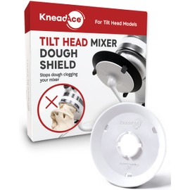 KneadAce Dough Hook Shield for KitchenAid - Prevents Your Dough from Climbing Up and Clogging Up Your Mixer – Mess Free Mixer Accessory Compatible with Most C Shape Dough Hooks (White)