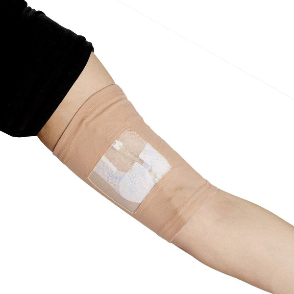 PICC Line Cover by Care+Wear - Ultra-Soft Antimicrobial PICC Line Covers for Upper Arm That Provides Comfort, Security and Breathability with Mesh Window Camel S 11" - 13" Bicep