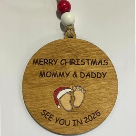 See You in 2025 Christmas Tree Ornament,Merry Christmas Mommy and Daddy Coming Soon See You in 2025 Expecting Baby Pregnancy Announcement New Parents to Be Unique Gifts