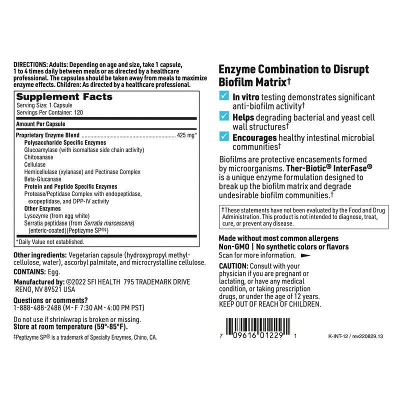 Klaire Labs SFI Health Ther-Biotic InterFase - Multi Enzyme Formula