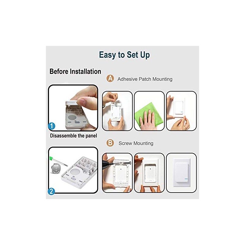 KCMYTONER 1PK Mini Wireless Light Switch with Wall Panel and