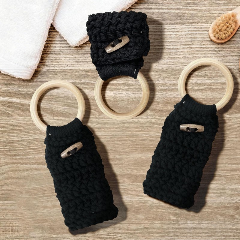 Aerbee Macrame Towel Holder Ring, 3PCS Kitchen Towel Hooks for