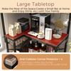 L-Shaped Bakers Rack with Power Outlet,4-Tier Corner Microwave Stand with