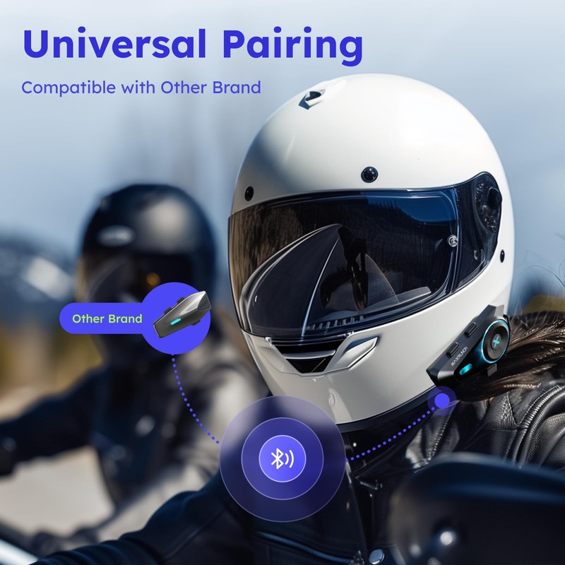 MAXRUNON D10 Bluetooth Headset for Motorcycle, Smart Voice Control, 4-Rider
