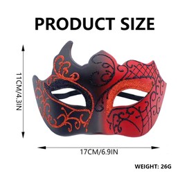 Axvxby Venetian Masks, Carnival Masquerade Mask Cosplay Carnival Party Costume Carnival Mask (Black Red)