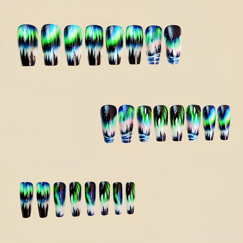 24 Pcs Spring Green Press on Nails Medium Ballet -