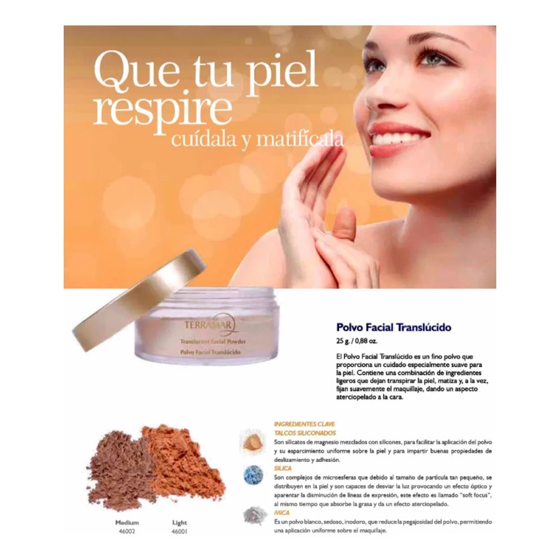Polvo Facial Translúcido Terramar Tono Medium 25grs Medium