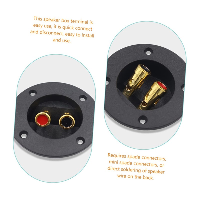 LABRIMP 4pcs Round Speaker Terminal Connectors with Quick Disconnect for