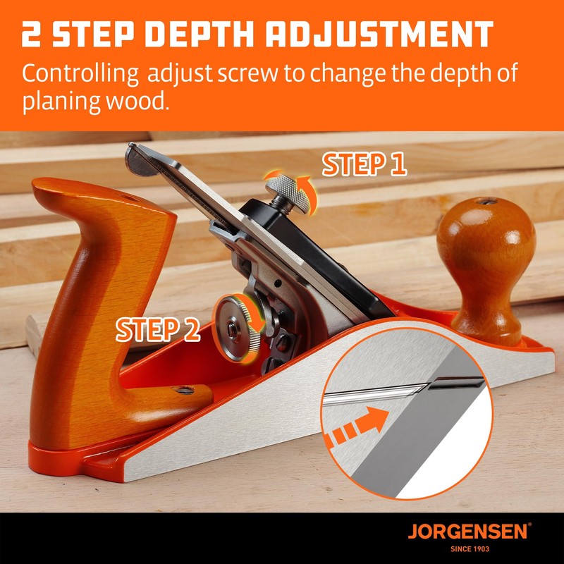JORGENSEN No.4 10" Wood Planer, Hand Planer for Woodworking, Professional