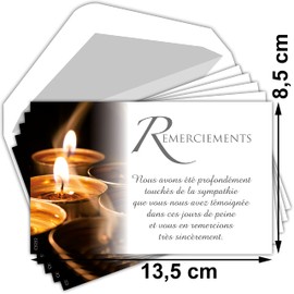 AFIE C5252X4 Set of 20 Same Sympathy Thank You Cards + 20 White Envelopes 9 x 14 cm - Mourning Death Funeral Funeral - Quality Matte Paper - Made in France