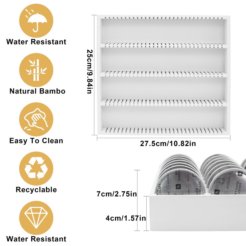 MinBoo Bamboo Coffee Capsule Storage Drawer Tray, Bamboo Drawer Insert