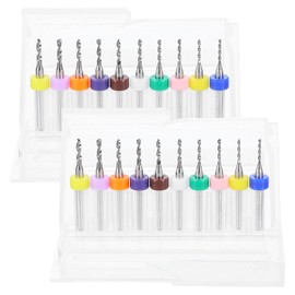 sourcing map 2 Set (20pcs) PCB Drill Bit Set 1/8" Shank 1.1mm-2.0mm Tungsten Carbide Micro Twist Drill Bits Tools for Print Circuit Board Jewelry Plastic Wood Soft Metal