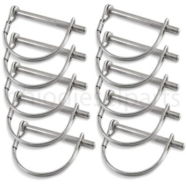 Stainless Steel PTO Round Shaft Locking Trailer Hitch Pin 1/4" x 2-1/4" (Pack of 10)