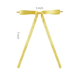 Meseey 30 Pcs Satin Bows with Twist Tie 5 x 7 Inch Pretied Premade Ribbon Bows for Tree Wreath Garland Home Decor Indoor Outdoor Decorations (Yellow)