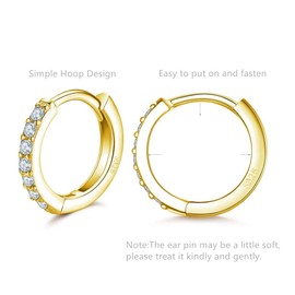 3 Pairs of Hoop Earrings Silver Earrings for Women, Small Earrings Set with Zirconia, 925 Silver Gold-Plated Hoop Earrings, Hypoallergenic, Small Sleeping Hoop Earrings Silver/Gold, 8 mm/10 mm/12 mm,