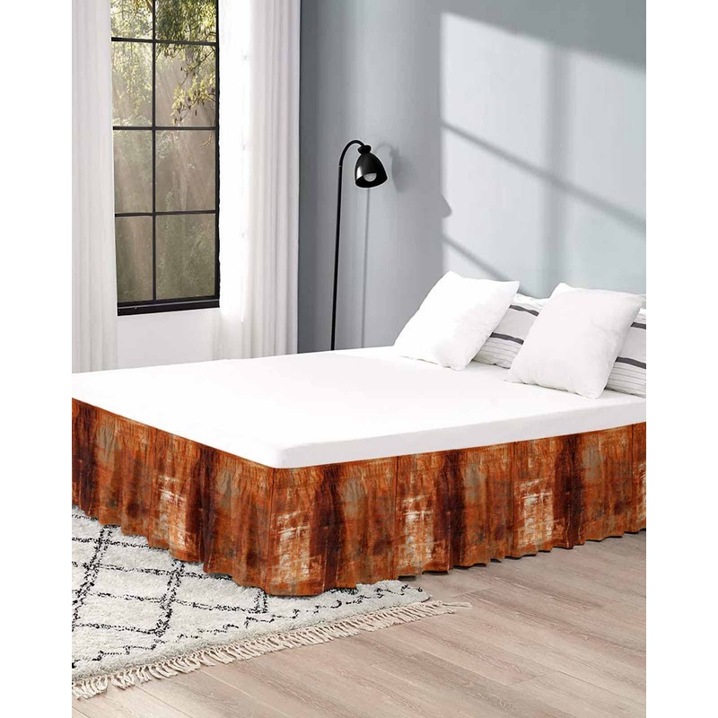 Burnt Orange Bed Skirt Queen Size 16 Inch Drop, Adjustable