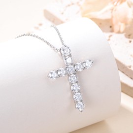 Moissanite Cross Necklace,925 Sterling Silver Moissanite Pendant Necklace for Women Anniversary Christmas Birthday Mothers Day Gifts for Women Men