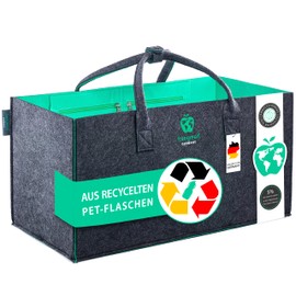 freegreen® Germany shopping bag made from recycled PET bottles with integrated inner pocket, 100% sustainable and environmentally conscious, Dark grey/green
