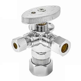 LEFITPA Replacement 5/8 Inch Comp x 3/8 Inch Comp x 3/8 Inch Comp Multi Turn Brass Angle Stop Valve for Thrifco Plumbing 4405597