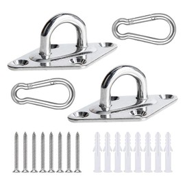 2 Sets Heavy Duty Hammock Hanging Kit,Stainless Steel Hammock Hooks for Hammock Stand Wall Ceiling Hooks for Tree Swing Rope Hammock Chair Yoga Brazilian Hammocks Hardware Kit Hanging Hooks