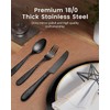 Hammered Silverware Set for 8, Heavy Duty Black Flatware Set