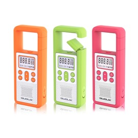 Rechargeable Walkie Talkie for Long Range 3 Pack,with FM/NOAA, Weather Alert, Hook Design,SOS SirenVolume Adjustment, Ldeal for Survival Biking Hiking Camping (Rose Green Orange)