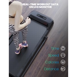 UPUPTIP 2-in-1 Treadmill, [2.25 HP] [0.6-6.2 MPH] for Running Walking, [265 LBS Max] Folding Treadmill with Real-time Workout Data on LCD Display for Apartment Office Home Workout