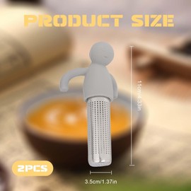 2PCS Tea Strainer for Loose Tea, Stainless Steel Tea Infuser for Loose Tea, Cute Loose Leaf Tea Infuser, for Teapots Cups Mugs to Brewing Steeping Loose Leaf (Grey)