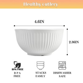 4.6" White 100% Melamine streaks Bowl SET 6– 13.8 OZ Capacity, non-friable,Durable Tableware for Everyday Use